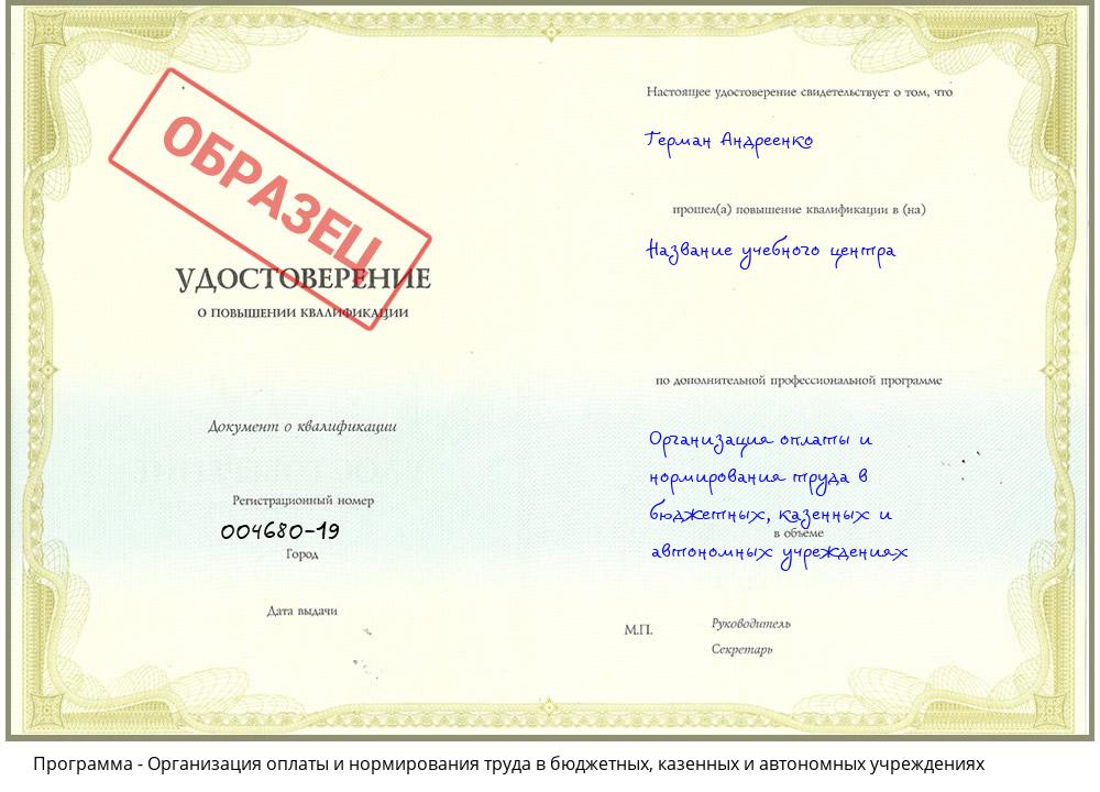 Организация оплаты и нормирования труда в бюджетных, казенных и автономных учреждениях Абинск