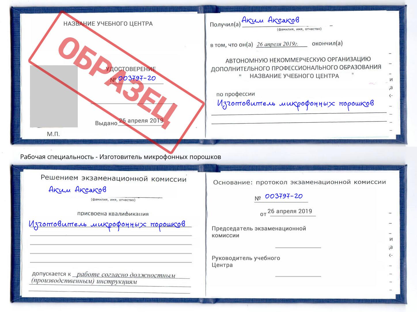 Изготовитель микрофонных порошков Абинск