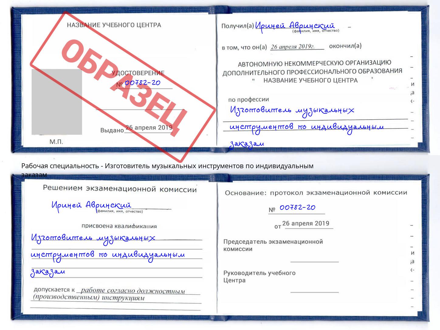 Изготовитель музыкальных инструментов по индивидуальным заказам Абинск
