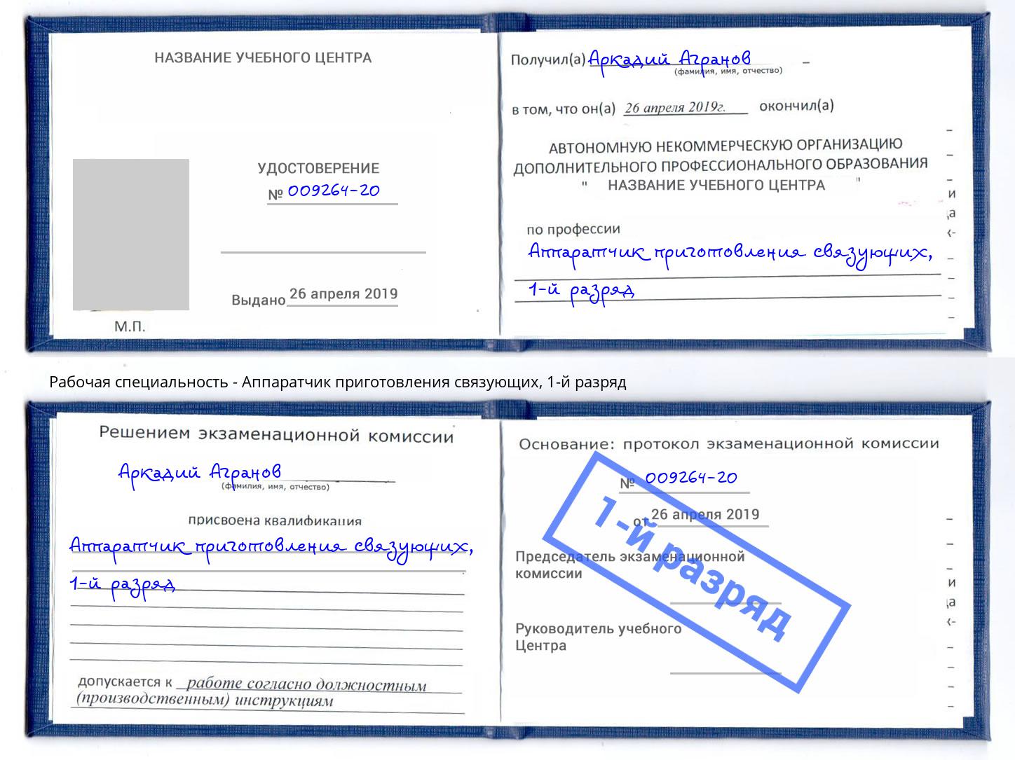 корочка 1-й разряд Аппаратчик приготовления связующих Абинск